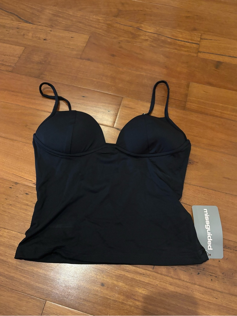 Missguided Black Shaping Crop Tank with Built-In Bra